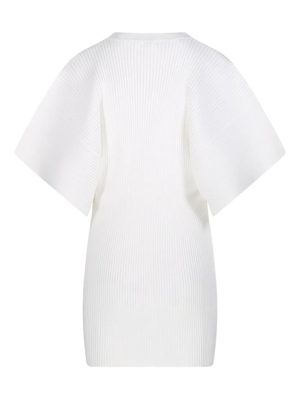 P.a.r.o.s.h Ribbed Flared-sleeve Mini Dress In White