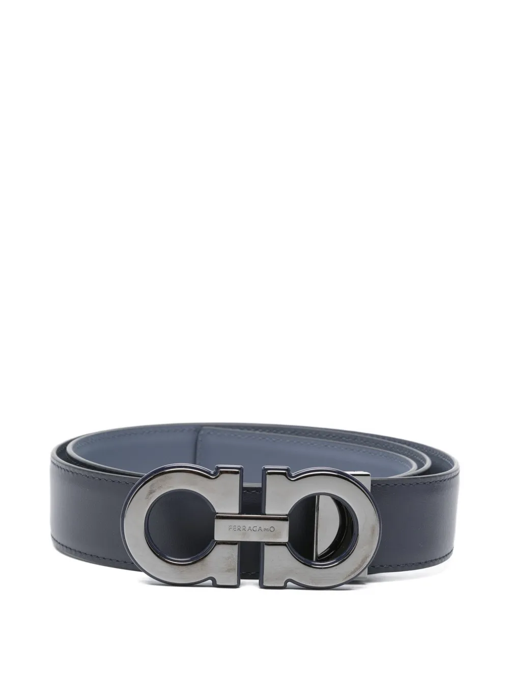 Ferragamo Gancini-buckle leather belt Blauw