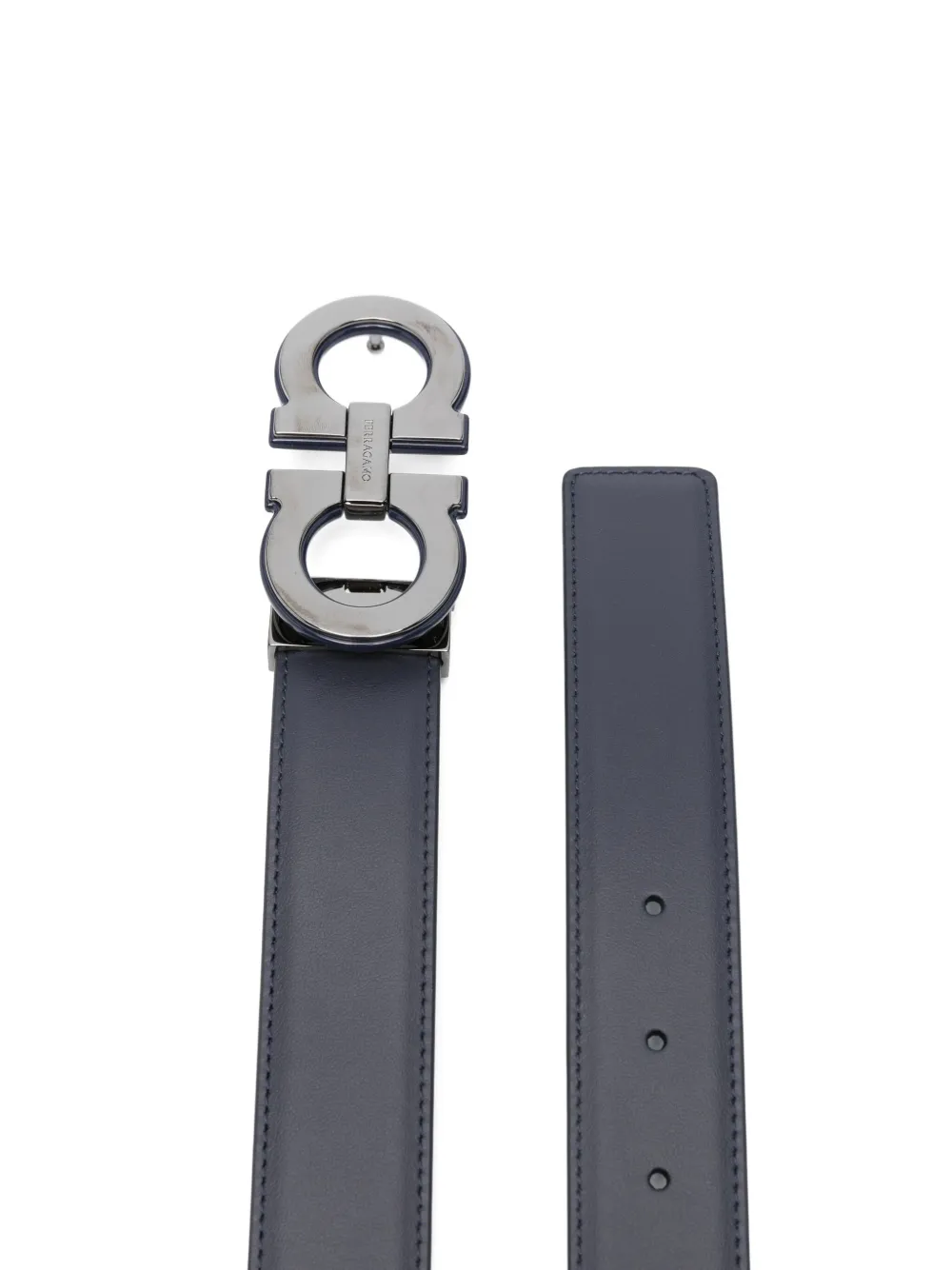 Ferragamo Gancini-buckle leather belt Blauw