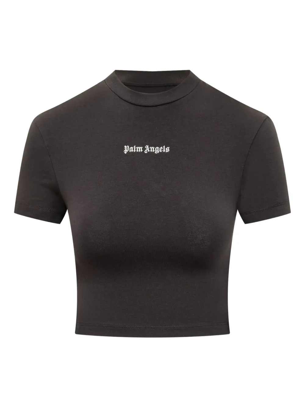Palm Angels logo-embroidered cropped T-shirt Zwart