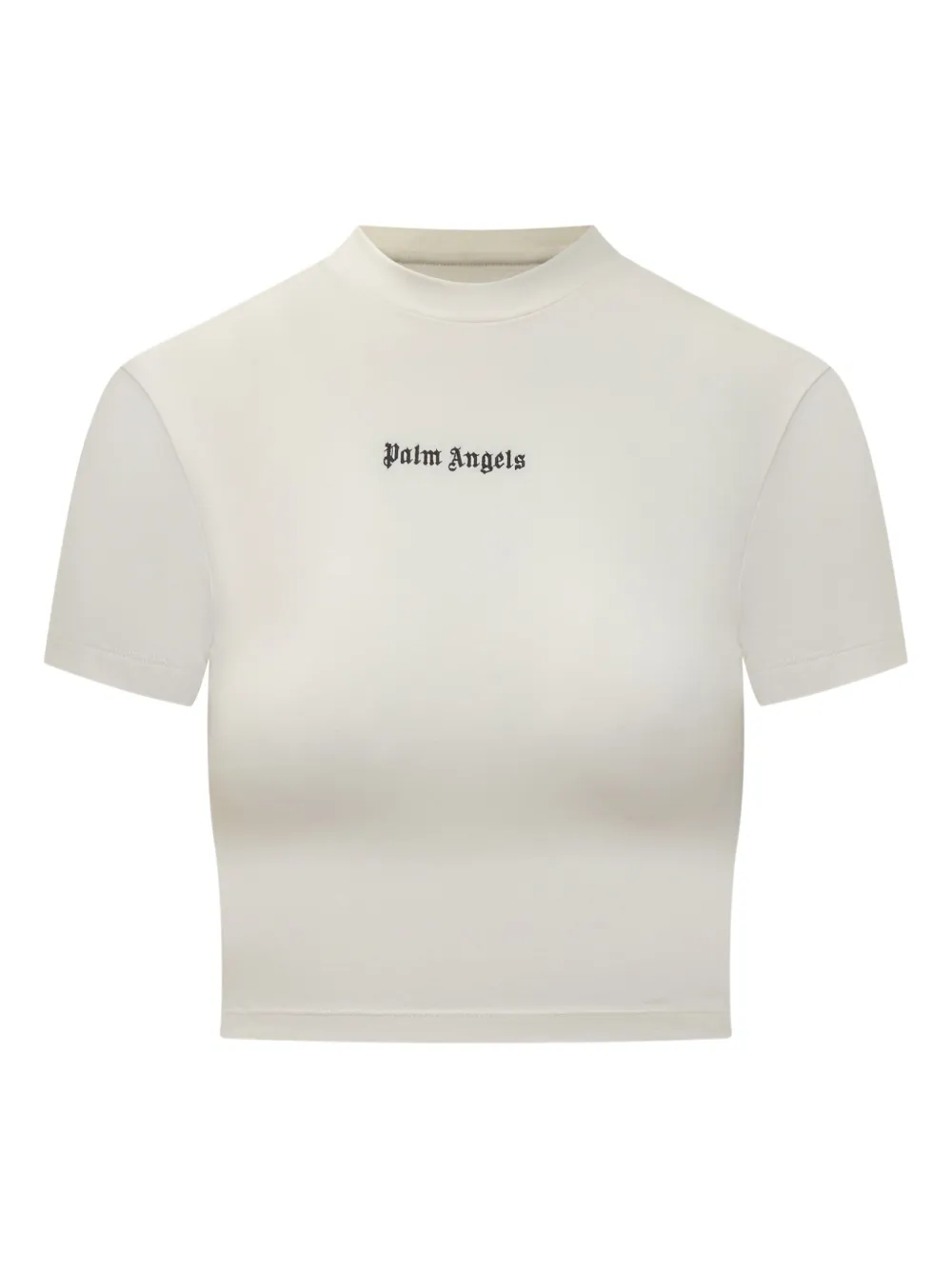 Palm Angels logo-embroidered cropped T-shirt Wit