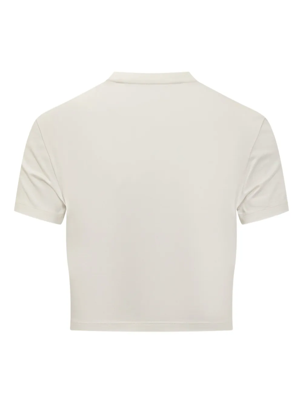 Palm Angels logo-embroidered cropped T-shirt Wit