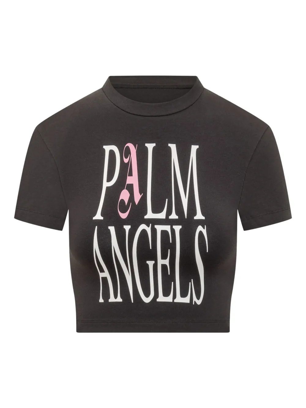 Palm Angels logo-print cropped tee Zwart
