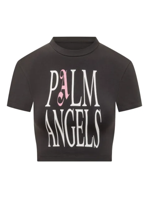 Palm Angels logo-print cropped tee