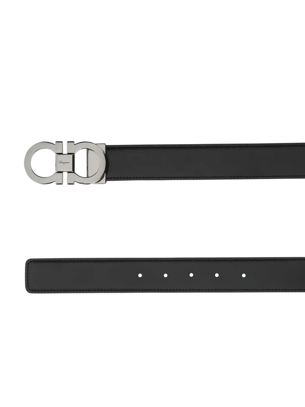 Ferragamo Omkeerbare leren riem Zwart