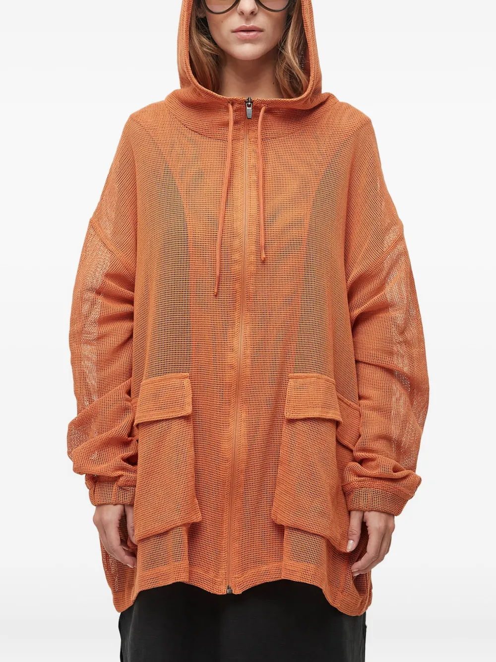 Osklen hooded mesh parka | Orange | Image 1
