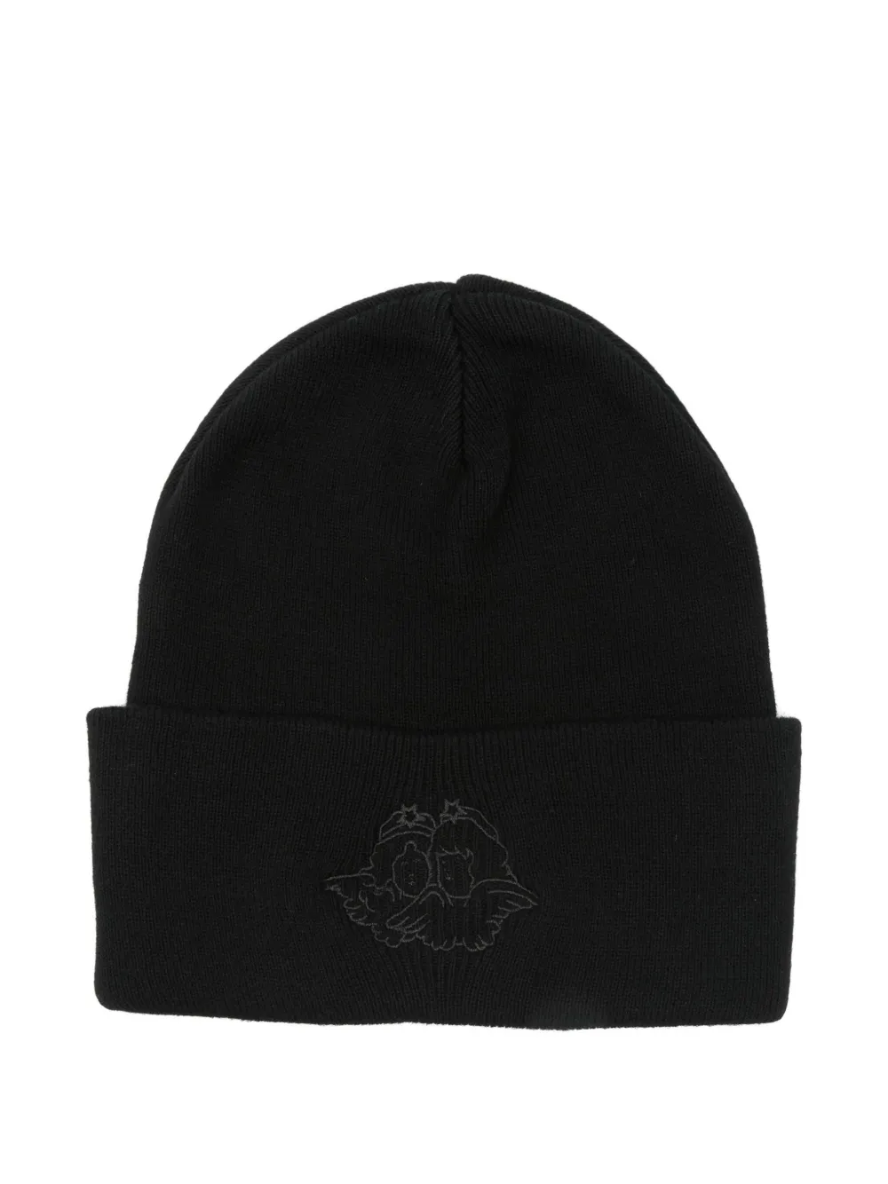 Fiorucci angel-embroidery beanie hat | Black | Image 1