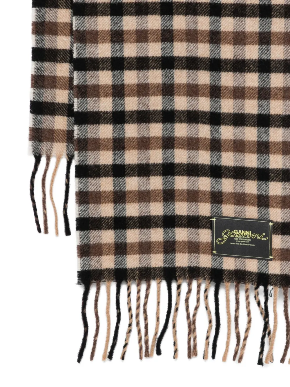 Ganni Checked Wool Scarf In Multi