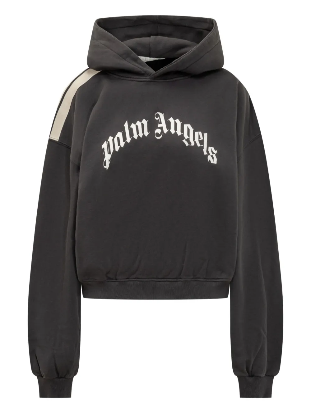 Palm Angels Stripe-detail Logo-print Hoodie In Black
