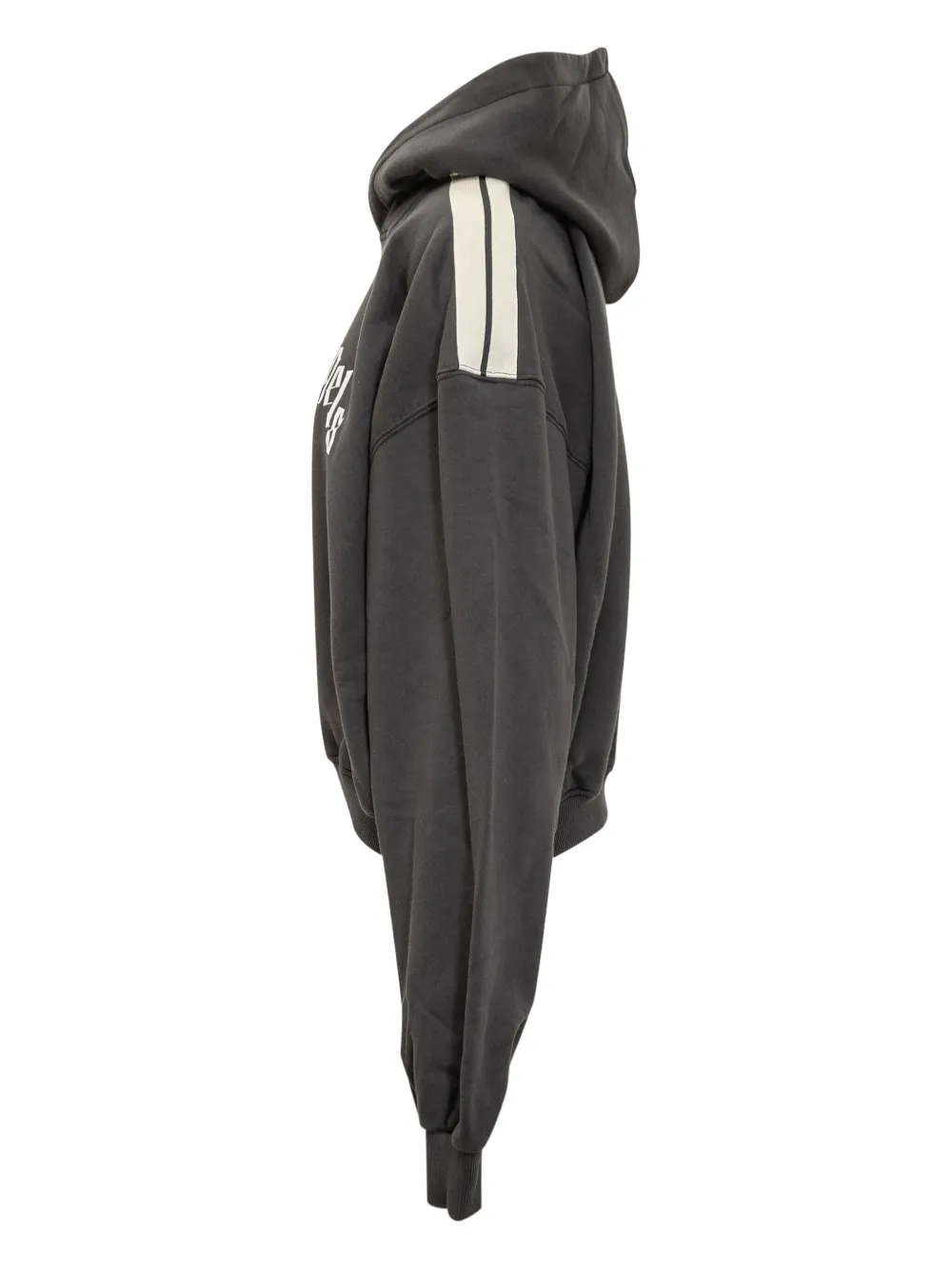 Palm Angels Stripe-detail Logo-print Hoodie In Black