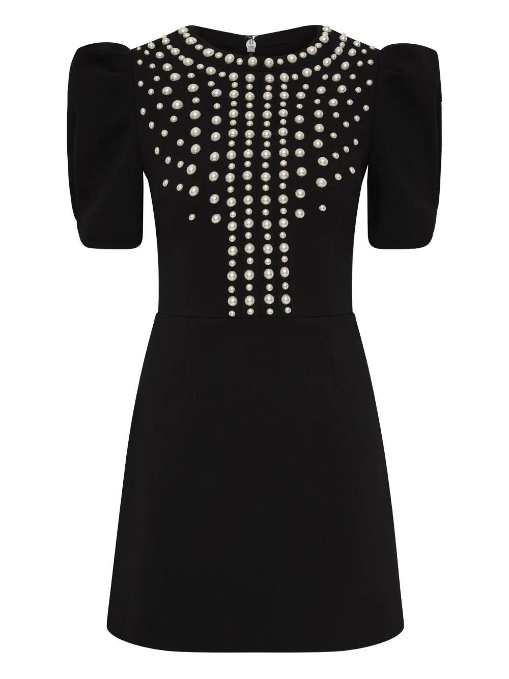 Rebecca Vallance puff-sleeve pearl-embellished mini dress Zwart