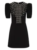 Rebecca Vallance puff-sleeve pearl-embellished mini dress - Black