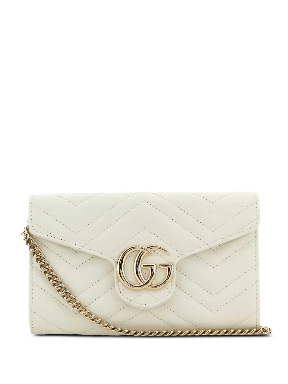 Gucci Gg Marmont Portemonnaie Mit Zickzackmuster In White