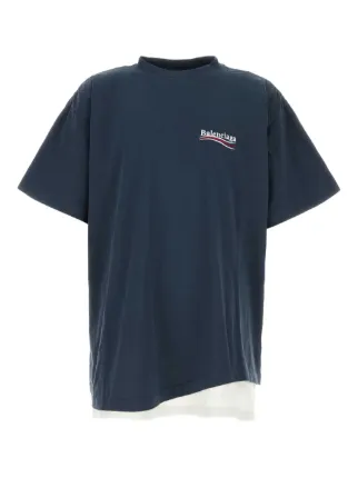 Balenciaga Camiseta Com Logo e Sobreposição | Azul | FARFETCH BR