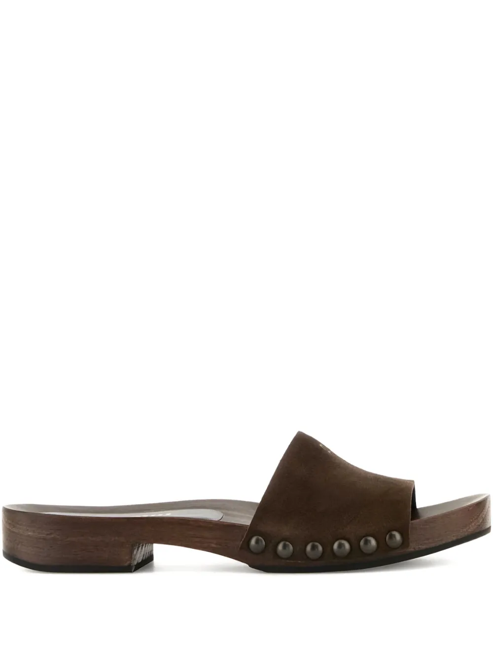 Miu Suede sandalen met studs Bruin