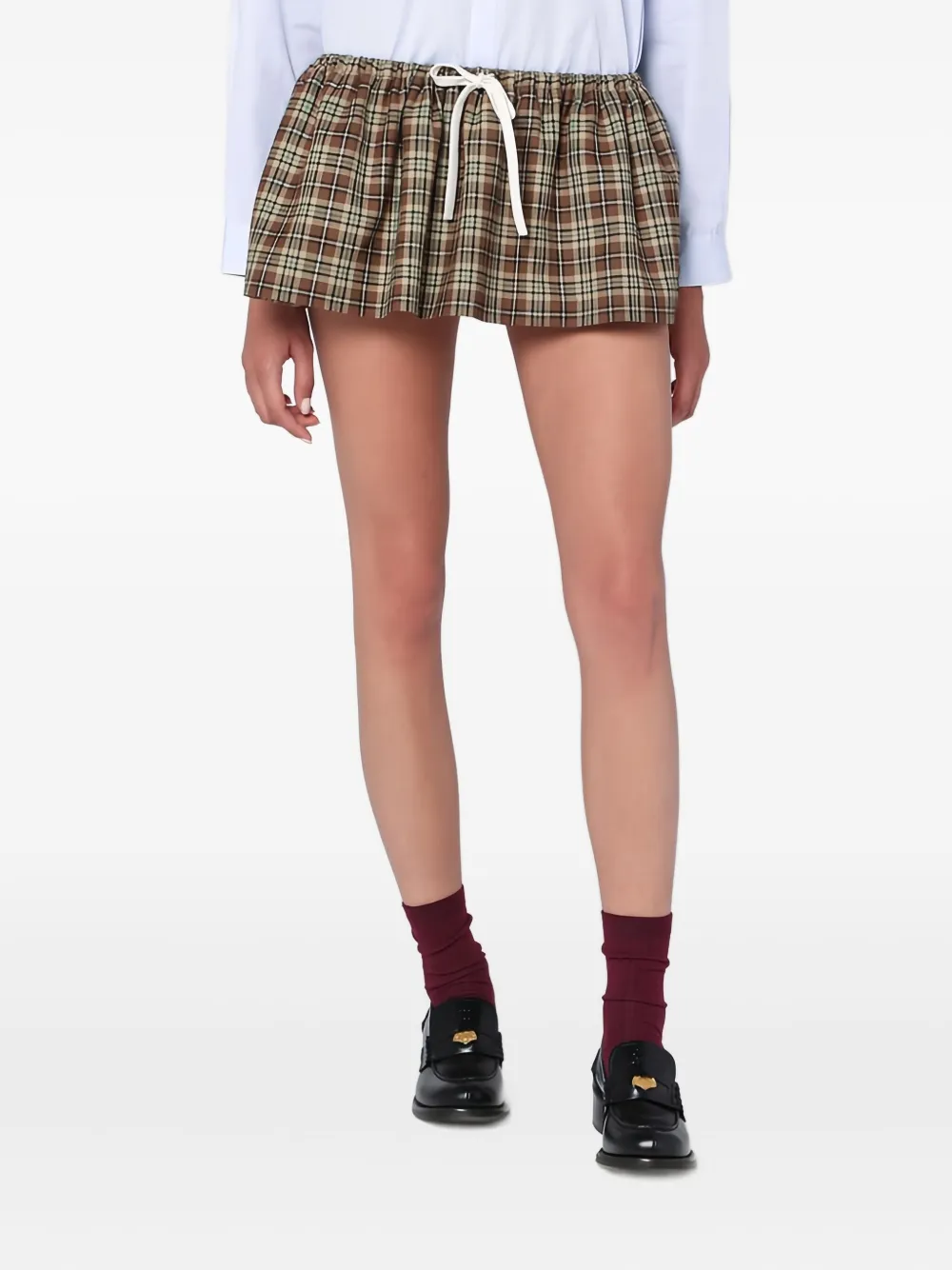 Miu Geruite mini-rok Bruin