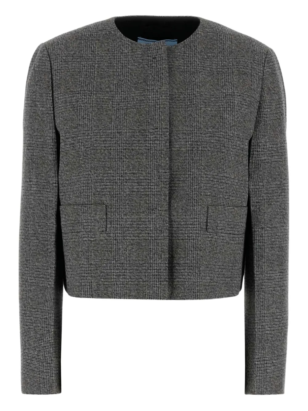 Prada checked cropped jacket Grijs