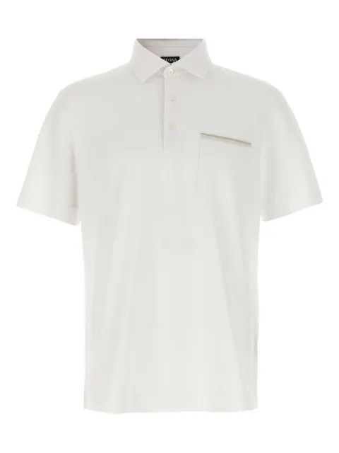 Zegna piqué satin-piping polo shirt