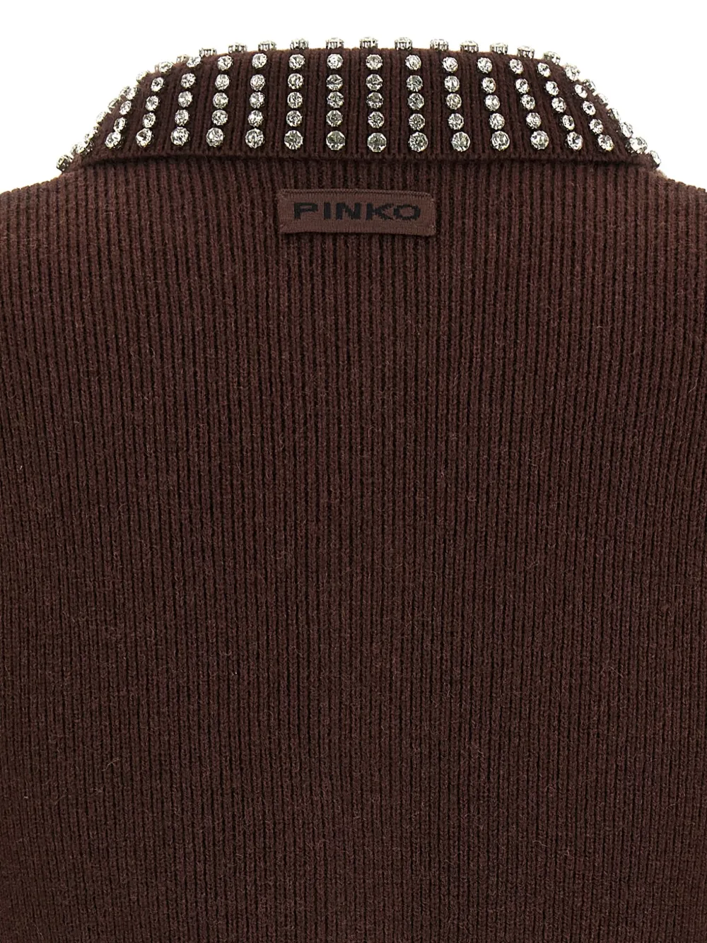 PINKO rhinestone-collar short-sleeved top Bruin