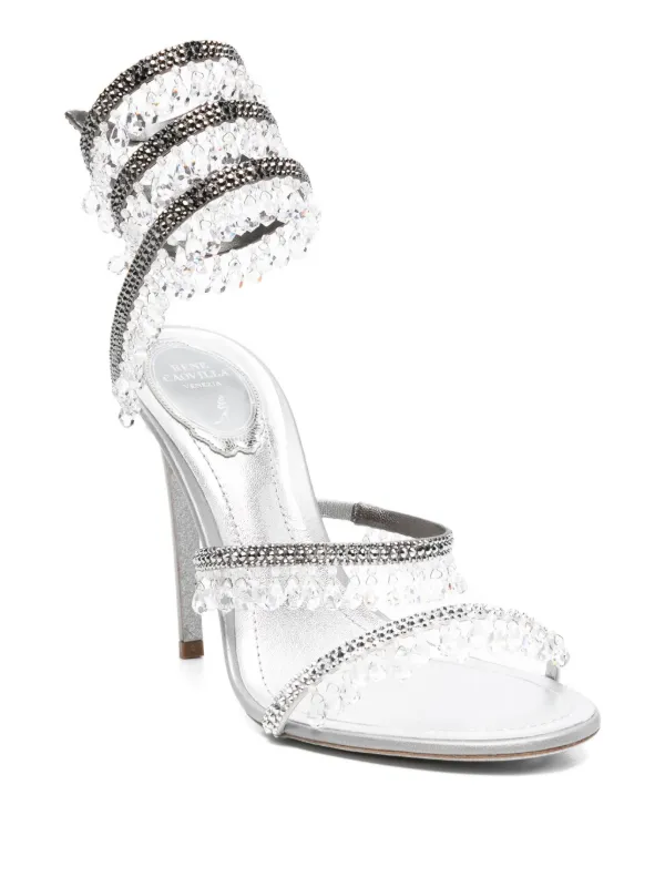 René Caovilla 105mm crystal-embellished Spiral Sandals Silver FARFETCH  IN