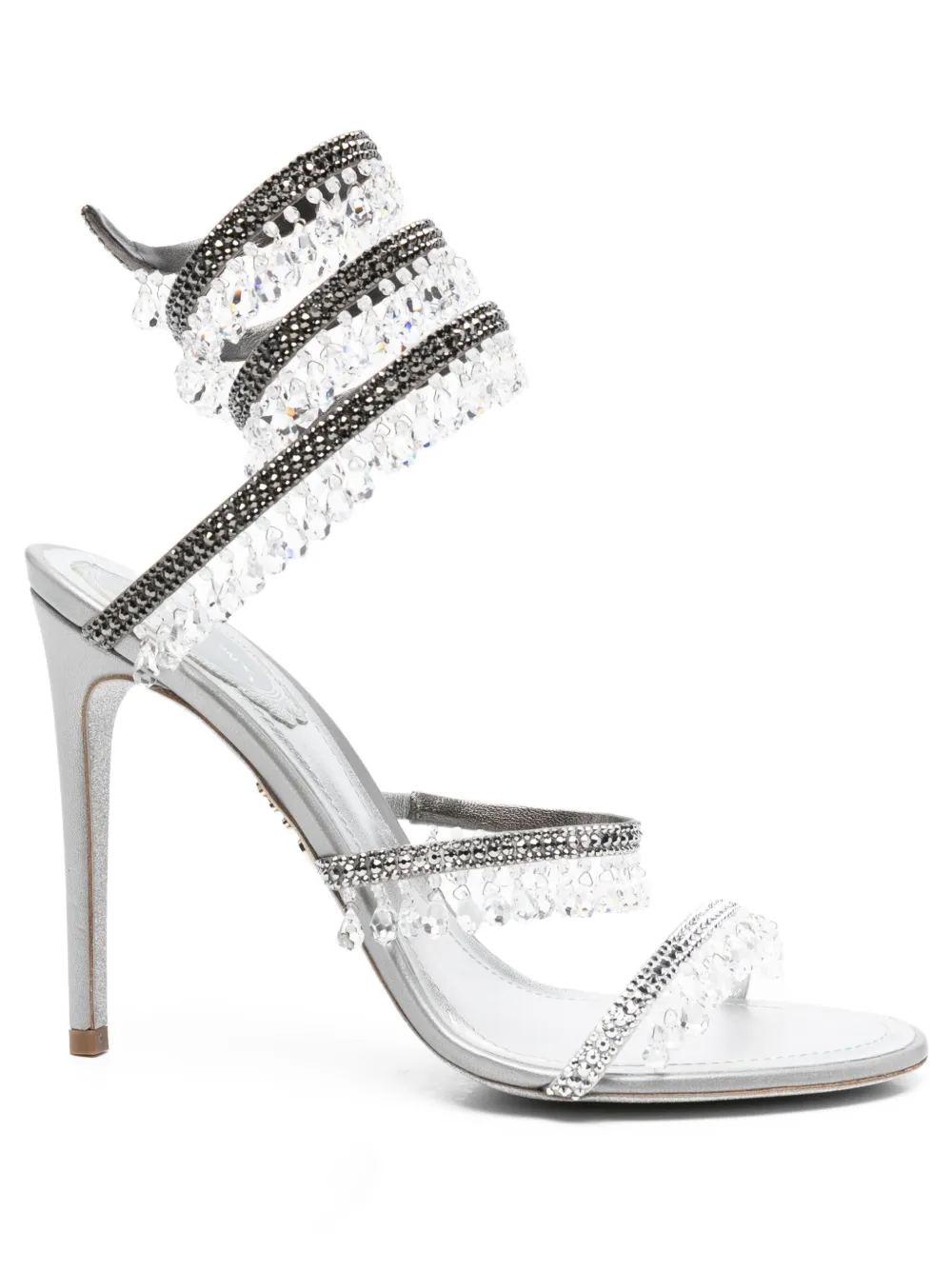 René Caovilla 105mm crystal-embellished spiral sandals Silver
