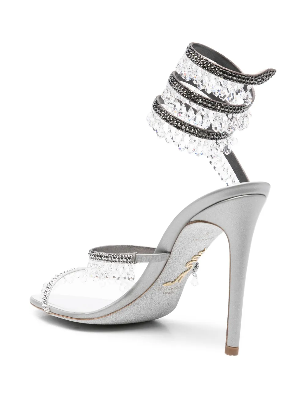 René Caovilla 105mm crystal-embellished spiral sandals Silver
