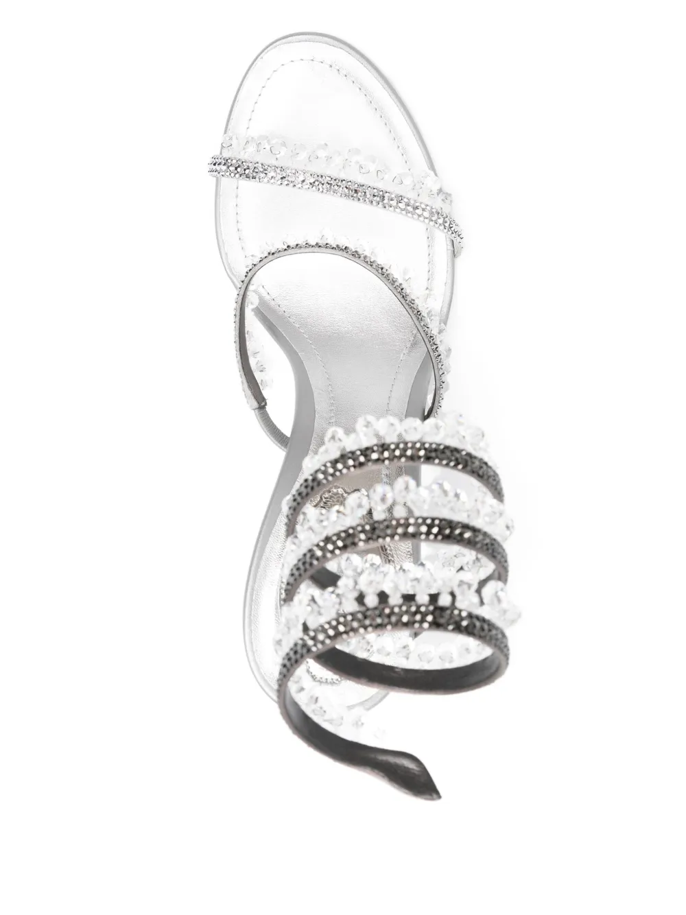 René Caovilla 105mm crystal-embellished spiral sandals Silver