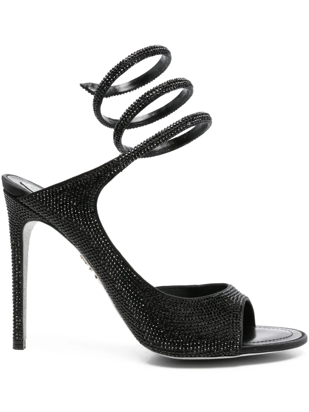 René Caovilla 105mm crystal-embellished spiral-wrap sandals Black