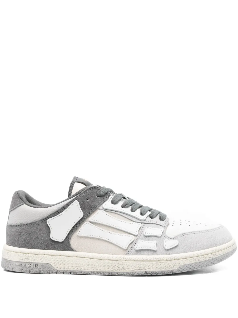 Amiri Skel-top Bone-panelled Low-top Sneakers In Gray