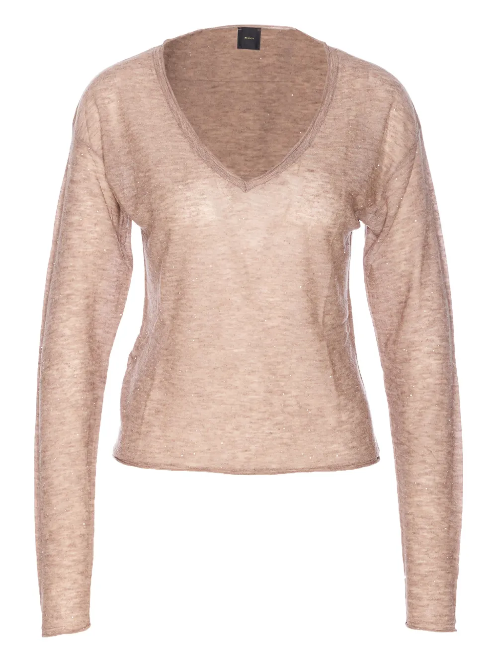 PINKO micro-paillette V-neck sweater Beige