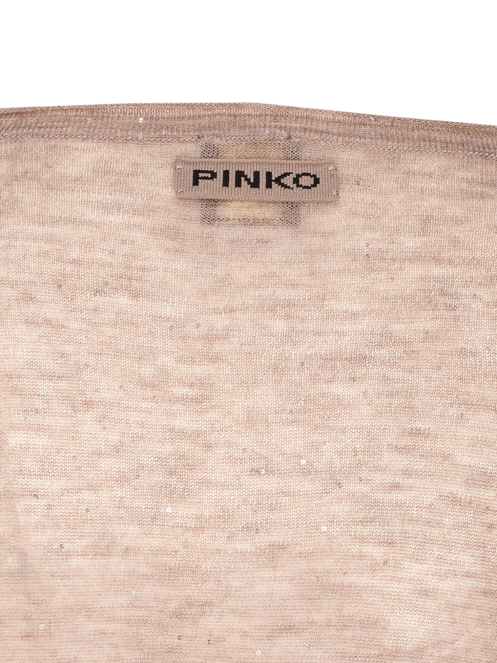 PINKO micro-paillette V-neck sweater Beige