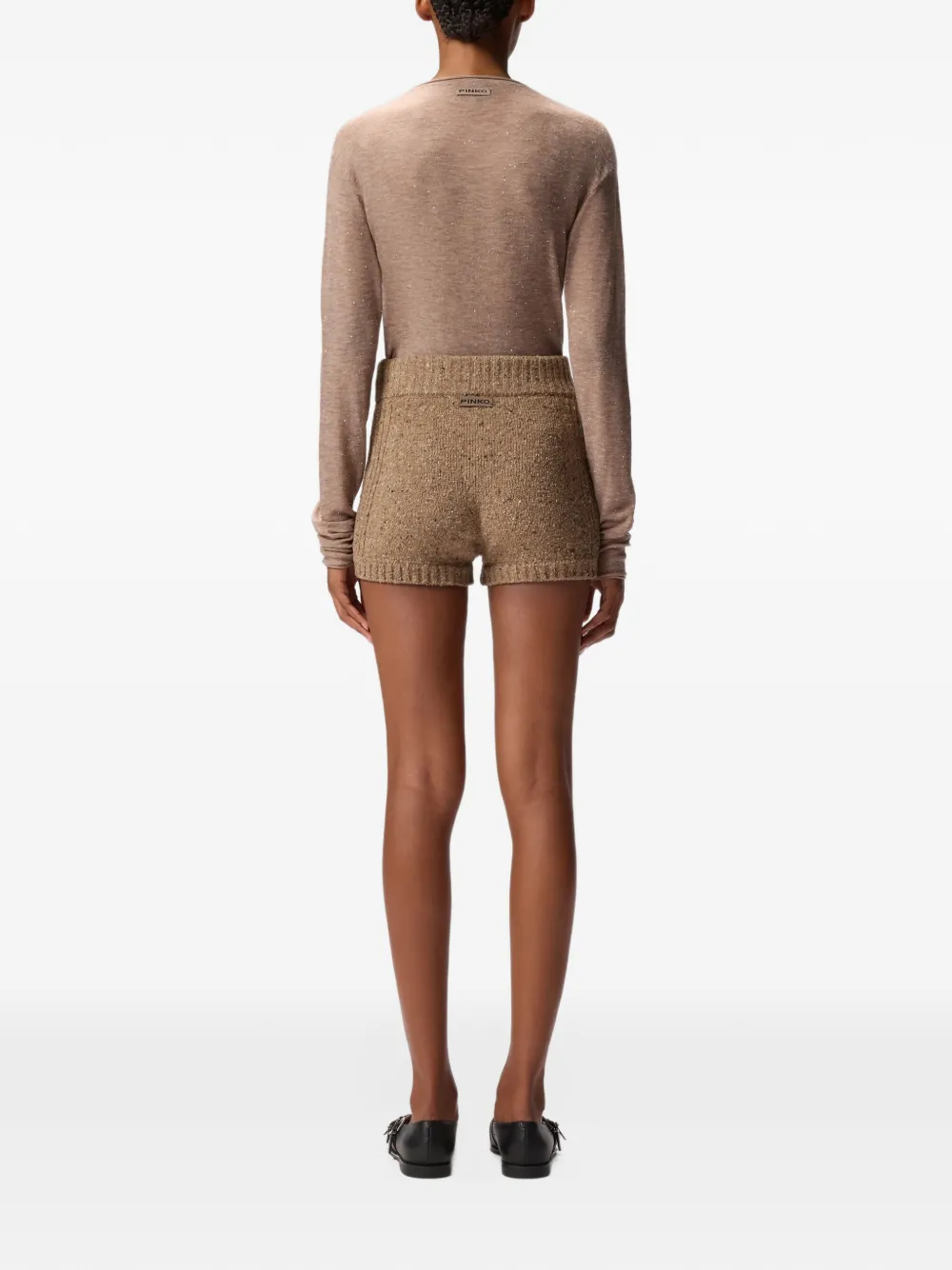 PINKO Trui met V-hals en micropailletten Beige