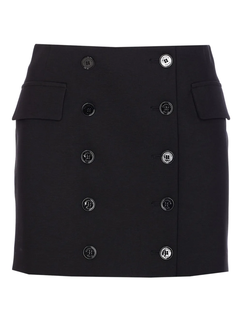 Patrizia Pepe double-button straight skirt Zwart