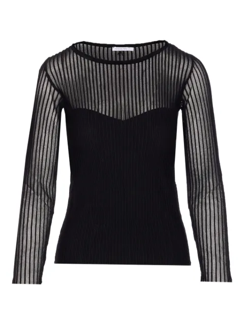 Patrizia Pepe ribbed transparent-panel T-shirt