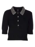 PINKO crystal-collar half-zip cropped sweater - Black