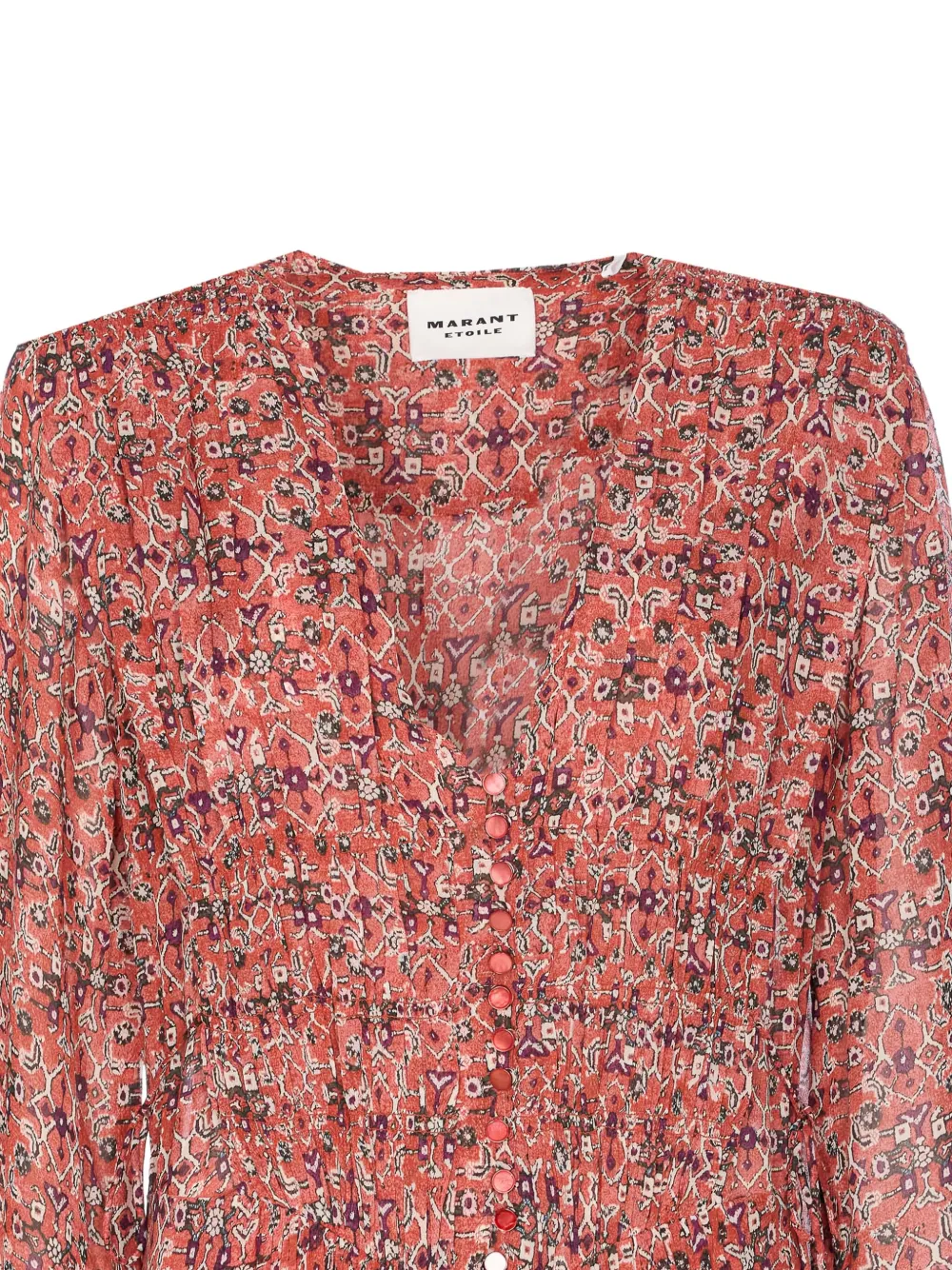 MARANT ÉTOILE Briane button-front flounced dress Roze