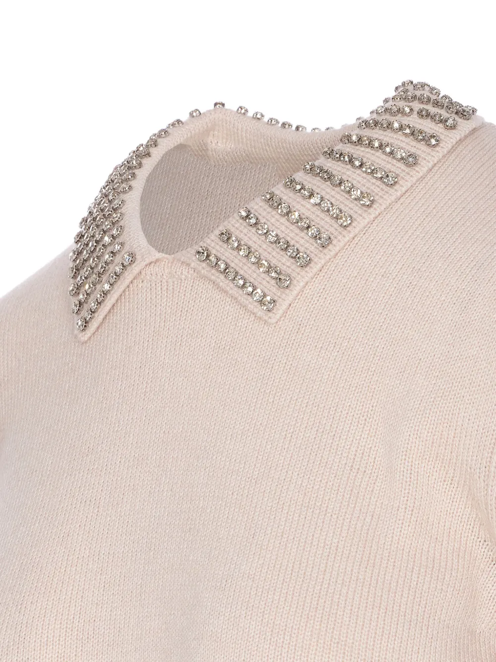 PINKO crystal-collar crewneck sweater Beige