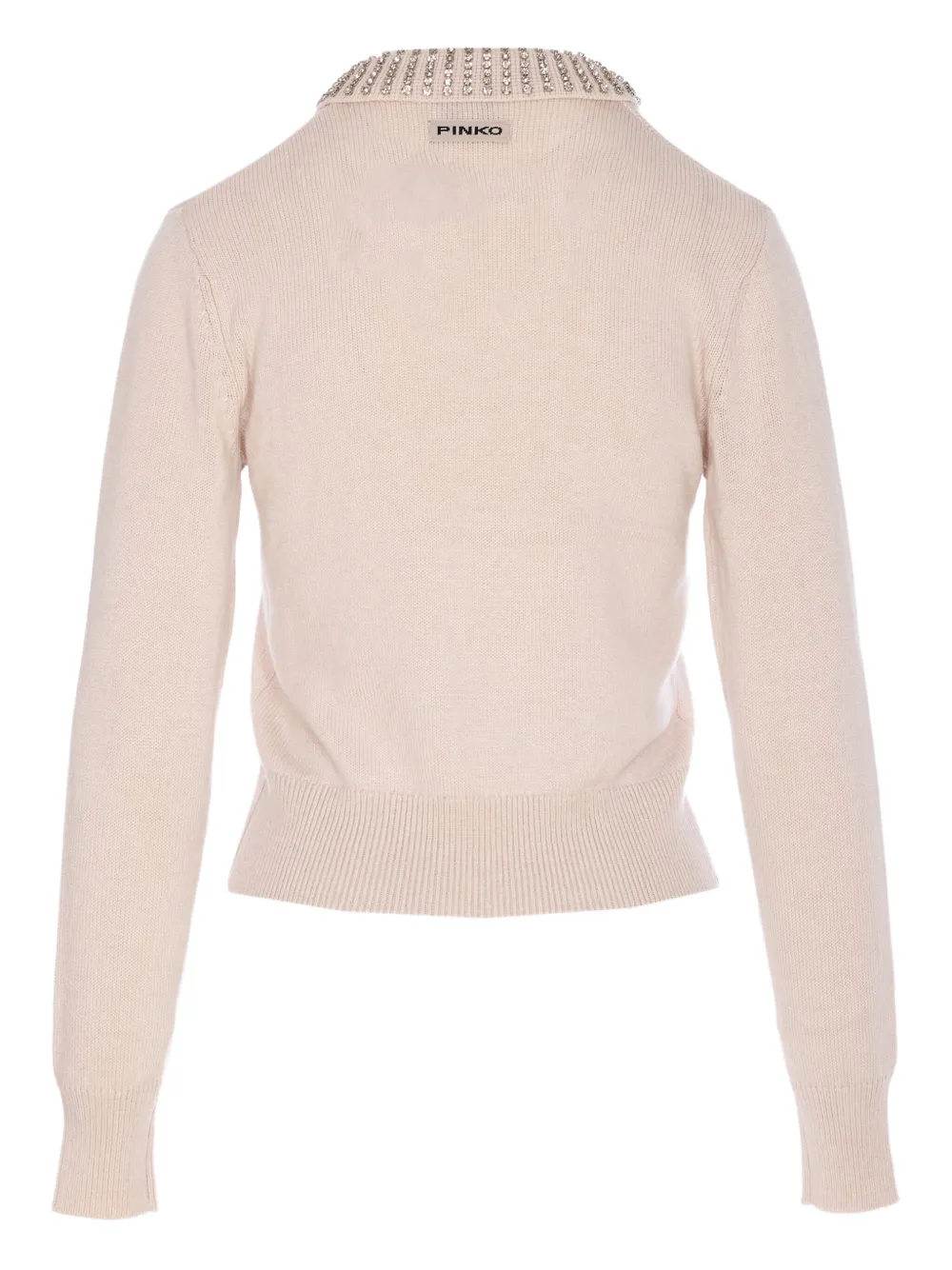 PINKO crystal-collar crewneck sweater Beige