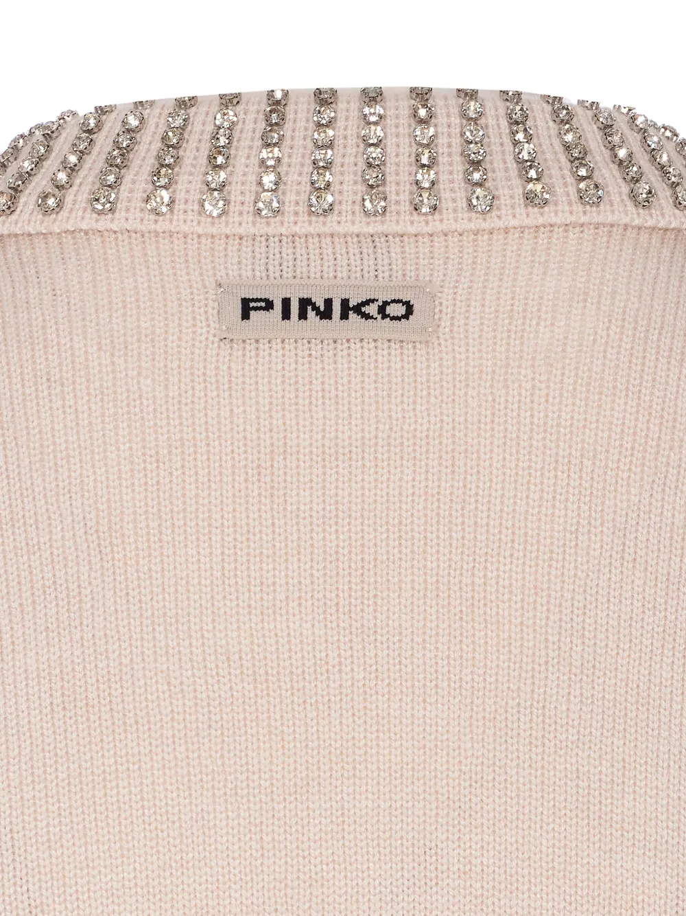 PINKO crystal-collar crewneck sweater Beige