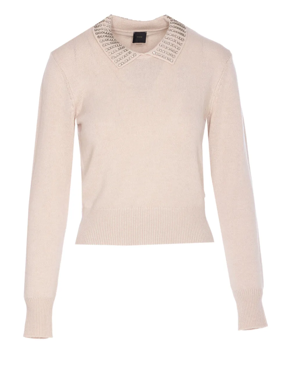 PINKO crystal-collar crewneck sweater Beige