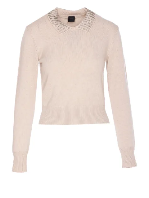 PINKO crystal-collar crewneck sweater