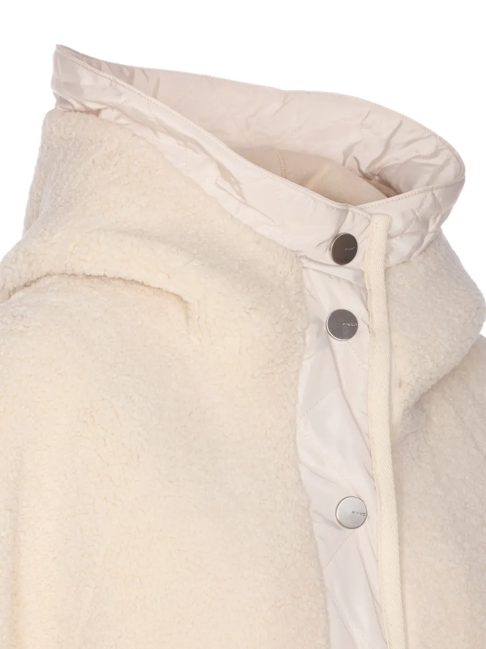 PINKO hooded shearling-effect jacket Beige