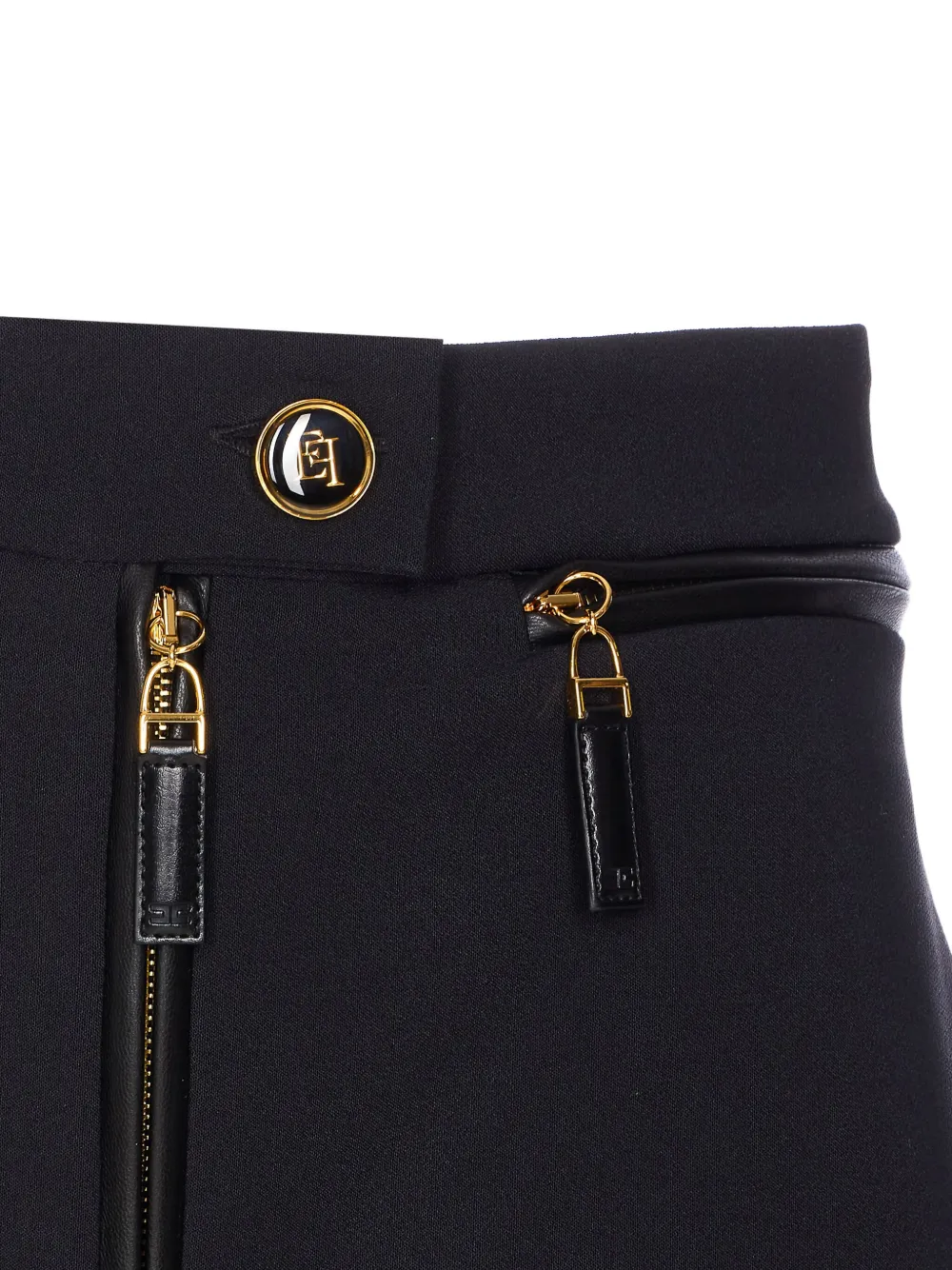 Elisabetta Franchi logo zip-detail straight skirt Zwart