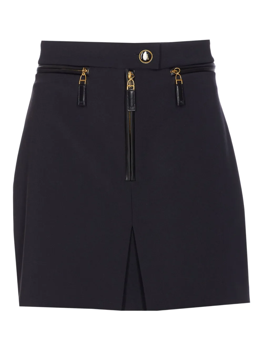 Elisabetta Franchi logo zip-detail straight skirt Zwart