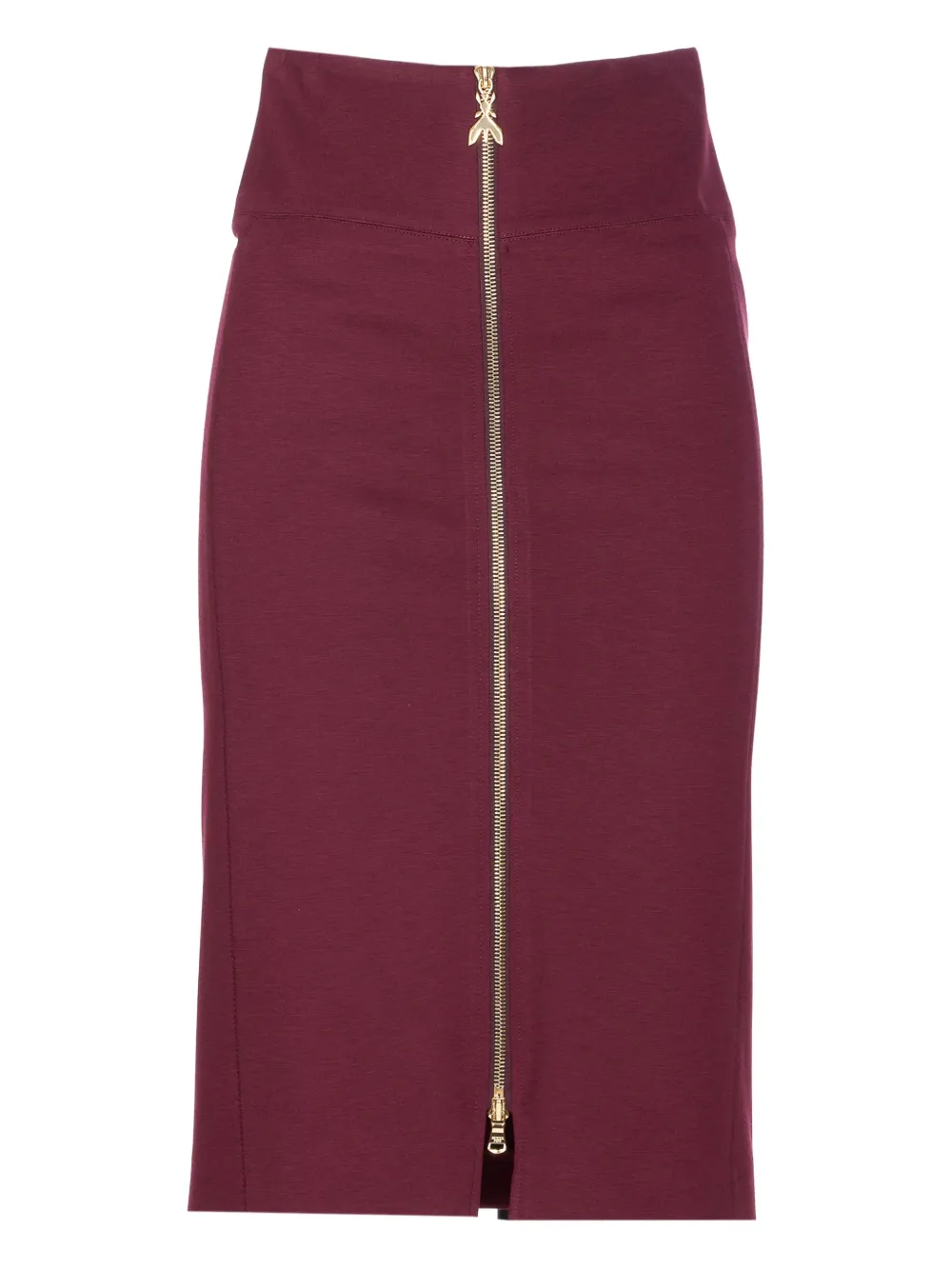 Patrizia Pepe logo-embellished zip-front midi skirt Rood