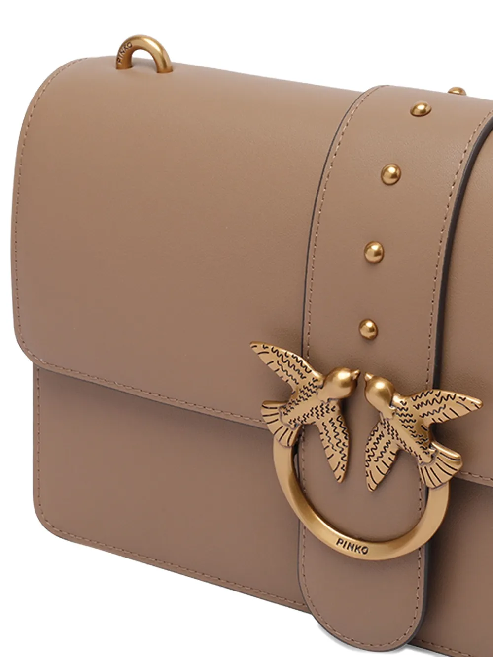 PINKO Classic Love One flap shoulder bag Beige