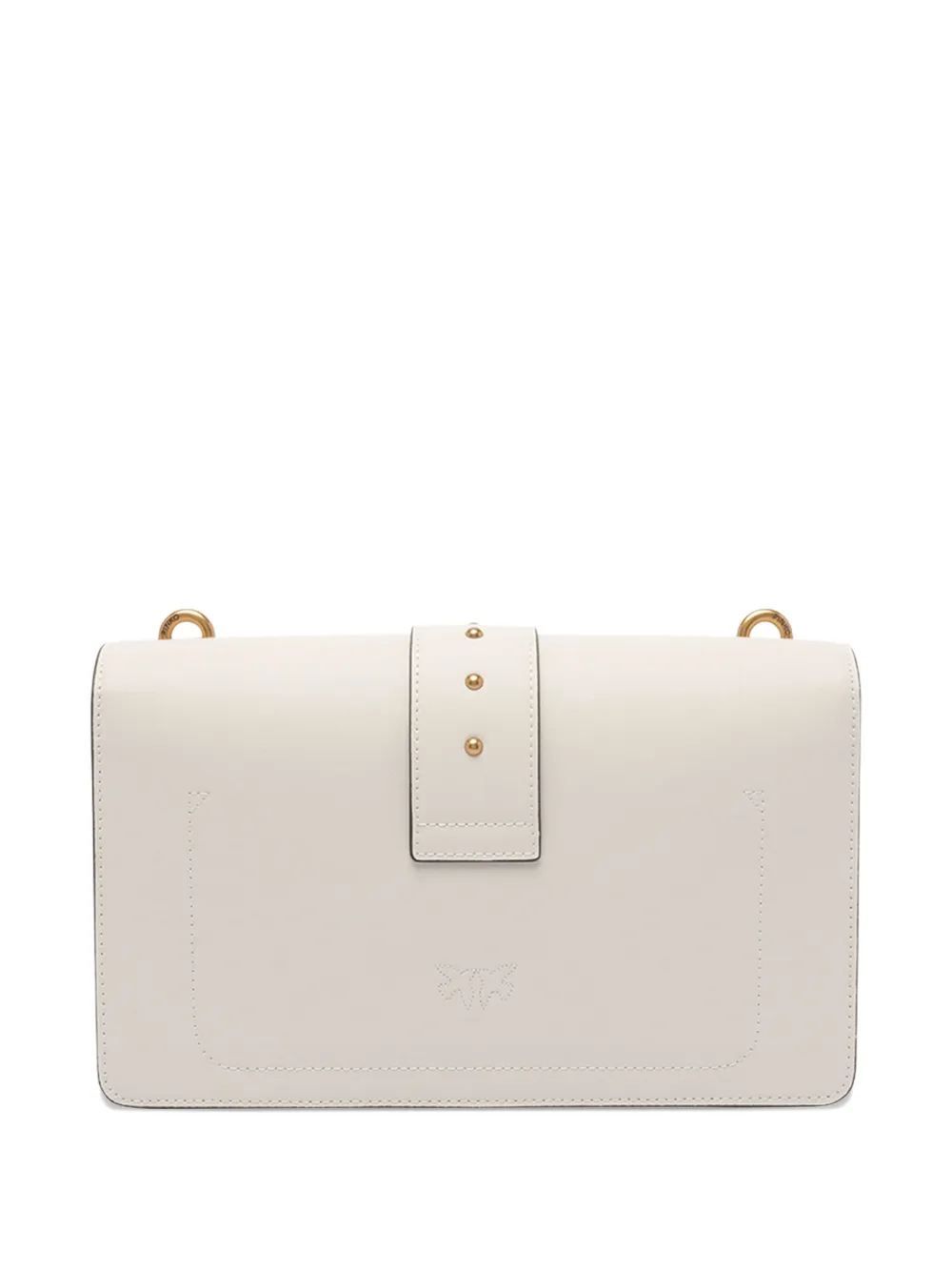 PINKO Classic Love One Simply bird-embellished studded shoulder bag Wit