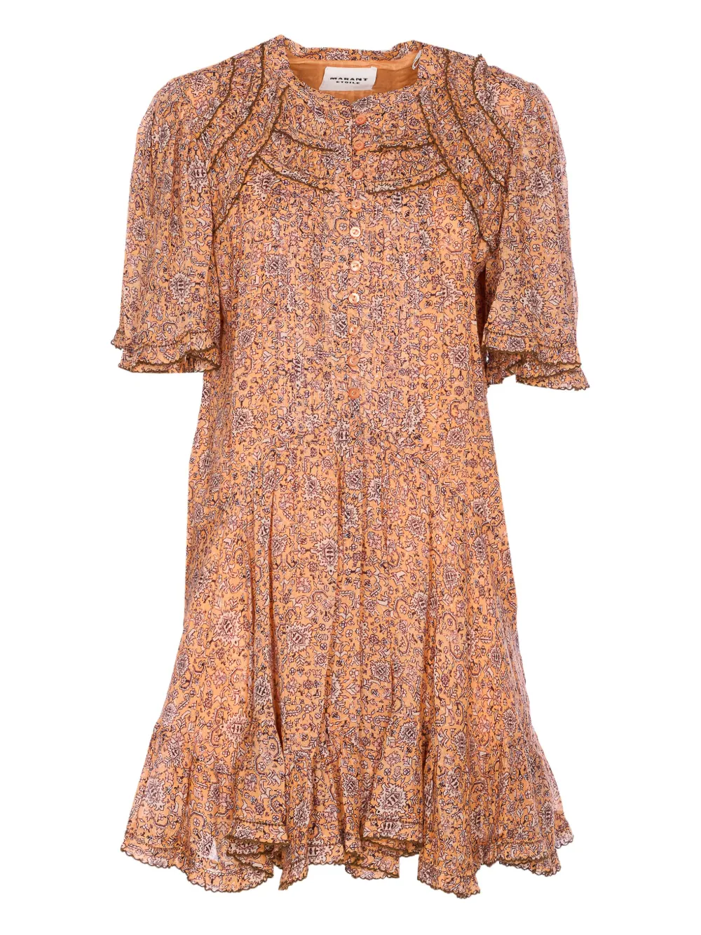 MARANT ÉTOILE ruffled balloon-sleeve midi dress | Orange | Image 1