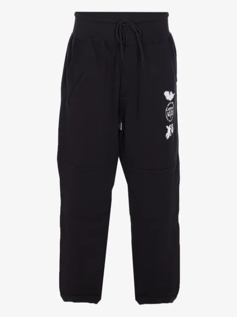 Y-3 graphic-logo cuffed trousers