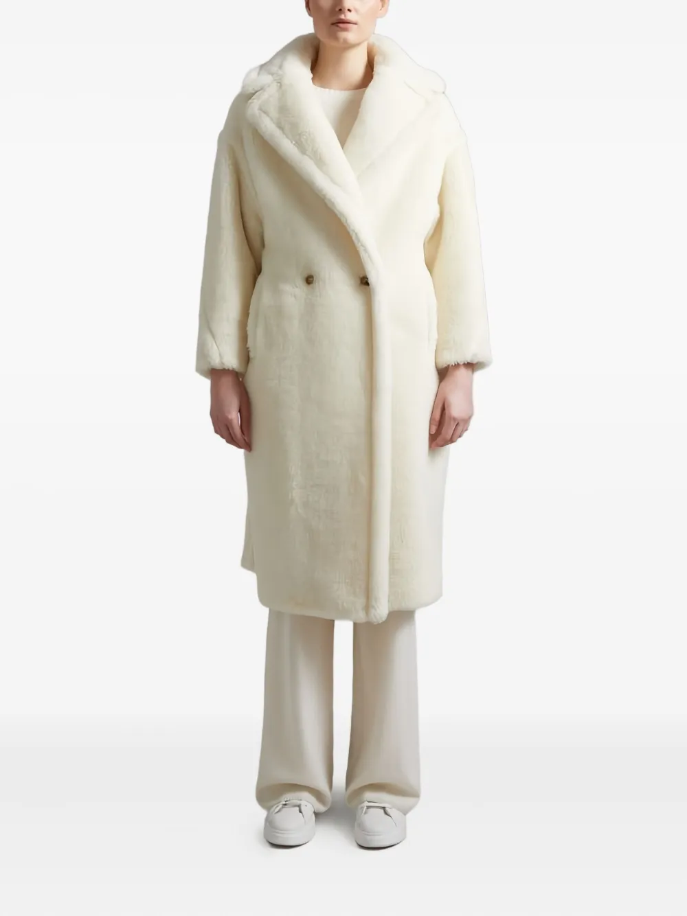 Max Mara Teddy Bear Icon double-breasted coat Wit